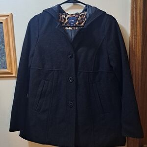 Gap Women's Classic Black Hooded Coat Size Small